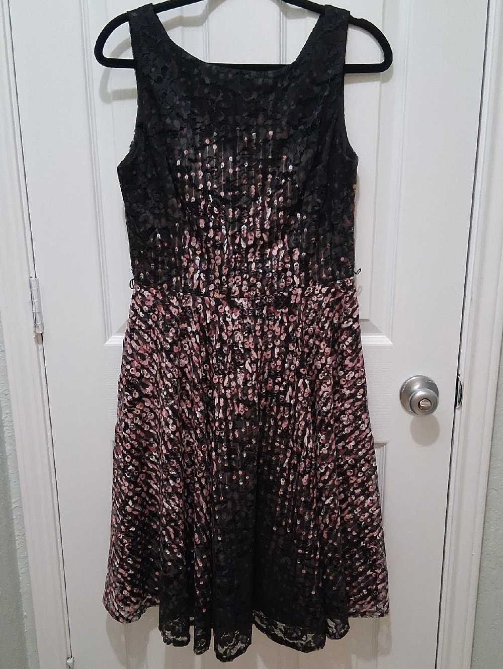 Danny & Nicole Black & Light Pink Lace Sleeveless Dress